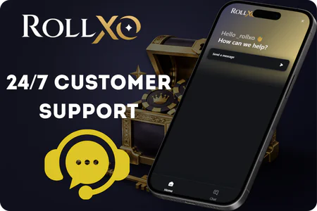 Customer support live chat interface at Rollxo