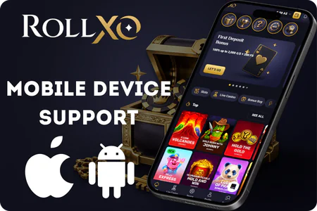 Mobile interface of Rollxo Casino on smartphone
